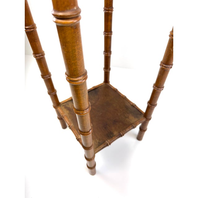 Ornamental & Decorative Materials Early 20th Century Faux Bamboo Turned Wood Plant Stand / Pedestal With Gallery Top For Sale - Image 7 of 9