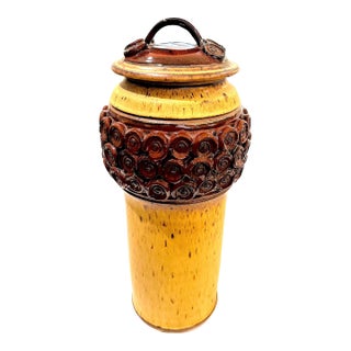 Massive 1980's Hand-Crafted Stoneware Pottery Jar With Lid - Ken Edwards Montana Potter For Sale