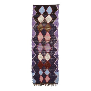 Purple Boucherouite Runner - 3' 4" x 10' 3" For Sale