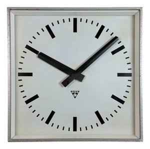 Large Grey Square Wall Clock from Pragotron, 1970s