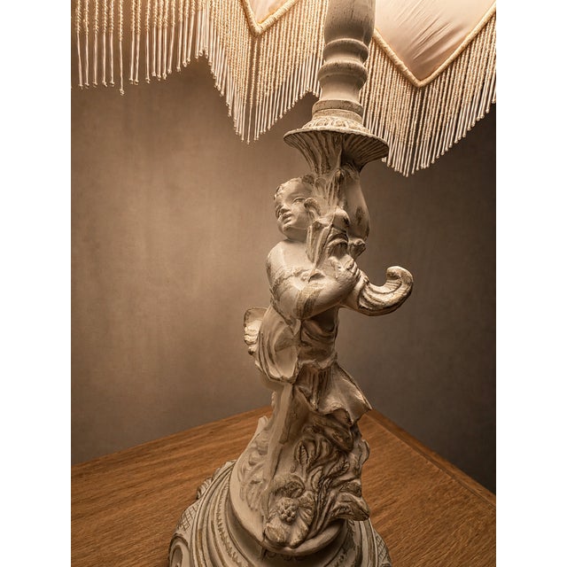 Metal Vintage Hollywood Regency Style Cherub Table Lamp For Sale - Image 7 of 9