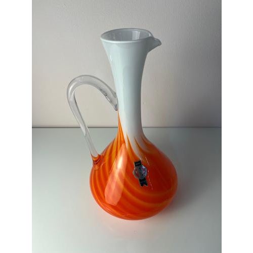 Opal Glass Vase with Flame Pattern by Vetreria Artigiana Sanminiatello For Sale - Image 9 of 11