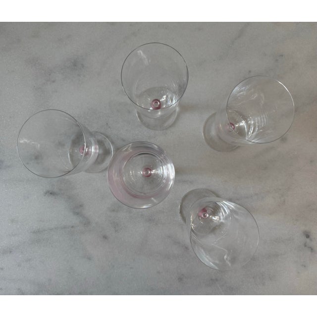 Set of 5 Villeroy & Boch Arezzo Pink Wine Glasses For Sale In Austin - Image 6 of 8