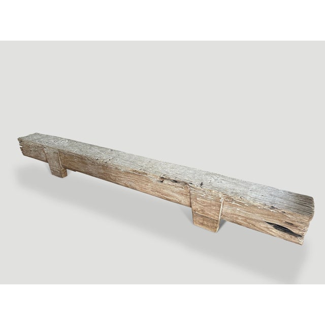 Andrianna Shamaris Bleached Teak Wood Log Bench For Sale - Image 12 of 18