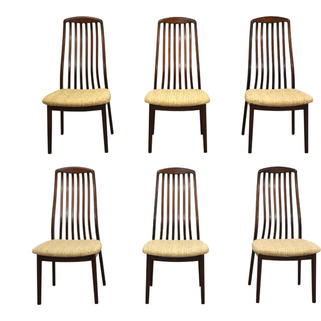 1970s Danish Modern Rosewood Color Dining Chairs - Set of 6 For Sale