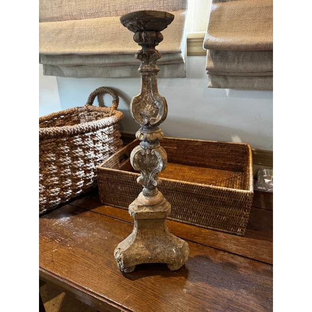 18th-Century Italian Wooden Altar Stick For Sale - Image 9 of 10