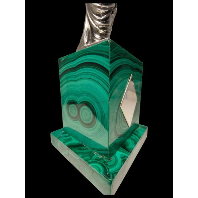 Sculpture of Venus, 20th Century, Silver on Malachite Base For Sale - Image 9 of 14