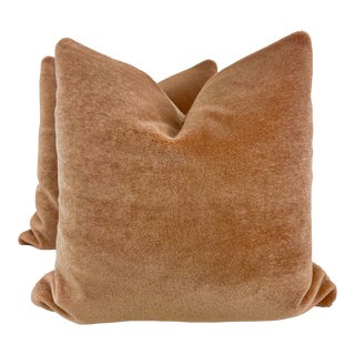 Kravet "Windsor Mohair" in Nougat 22" Pillows-A Pair For Sale