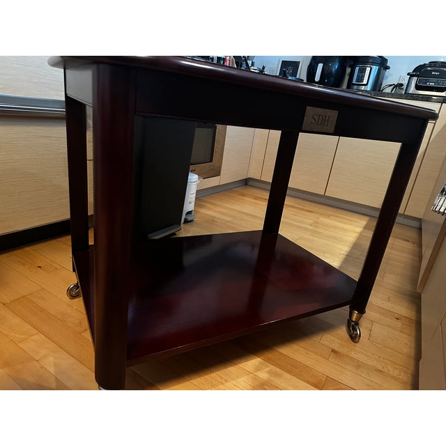 Brown Hickory Chair Company Mahogany Bar Cart With Antique Silver Tray For Sale - Image 8 of 8