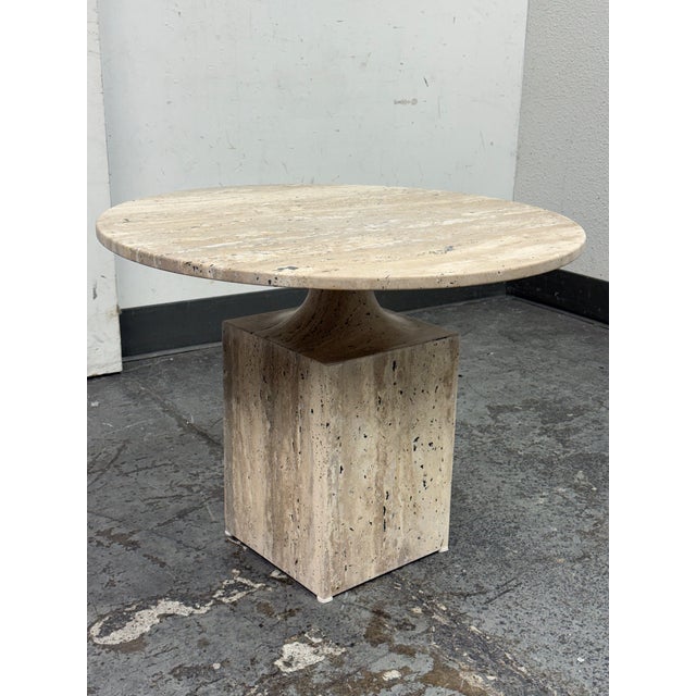 Modern Vincent Dupont-Rougier for Christophe Delcourt Ouk Travertine Side Table For Sale - Image 3 of 12