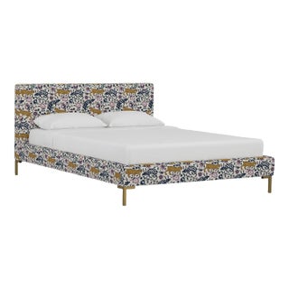 Norah Platform Bed in Mustard Plum Leopard, Full/Double For Sale