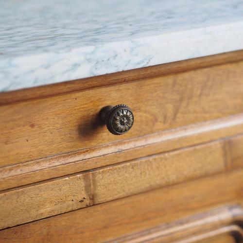 Antique French Bedside Table with Marble and Porcelain Top, 1890s For Sale - Image 12 of 17