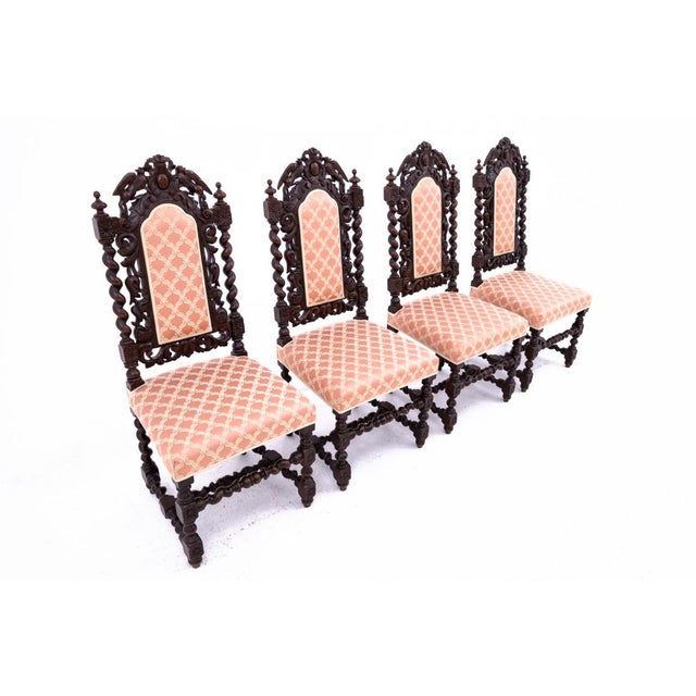 Antique German Table with Chairs, 1870, Set of 5 For Sale - Image 3 of 18