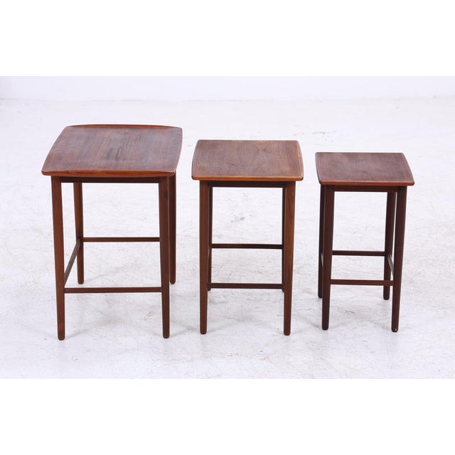 Wood Mid-Century Danish Teak Nesting Tables, Set of 3 For Sale - Image 7 of 13