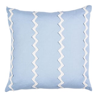 Schumacher Lazare 22" Pillow in Ivory on Chambray For Sale