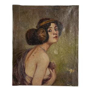 1910s French Signed Oil on Canvas Portrait