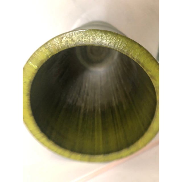 Avocado Mid 20th Century Avocado Green Bamboo Wood Vase For Sale - Image 8 of 8