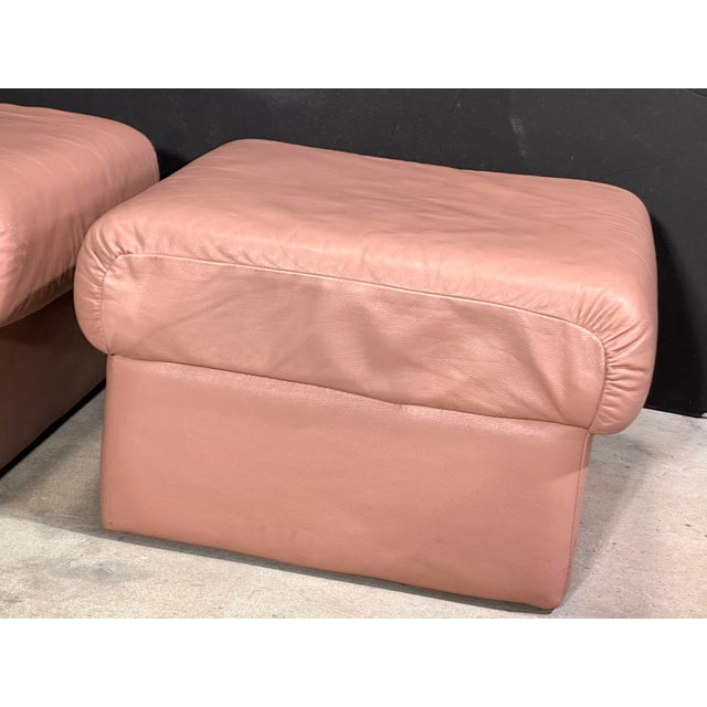 1960s Pair Italian Leather Ottomans, 1960 For Sale - Image 5 of 5