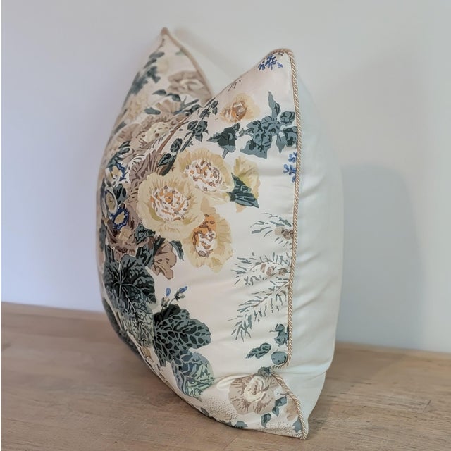 English Lee Jofa Althea Cotton Chintz 20" Pillow in Citron With Cord- Single For Sale - Image 3 of 5