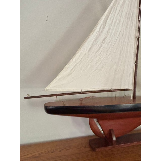 Vintage Triple Sail Coastal Scale Model of Sail Boat For Sale - Image 10 of 12