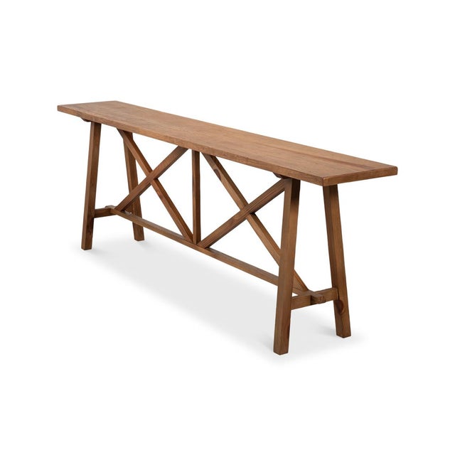 Farmhouse Farmhouse Double X Base Console Table in Pine For Sale - Image 3 of 11