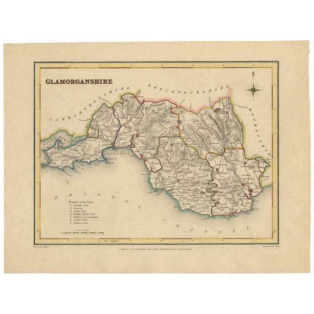 Map of Glamorganshire by Lewis, 1844 For Sale