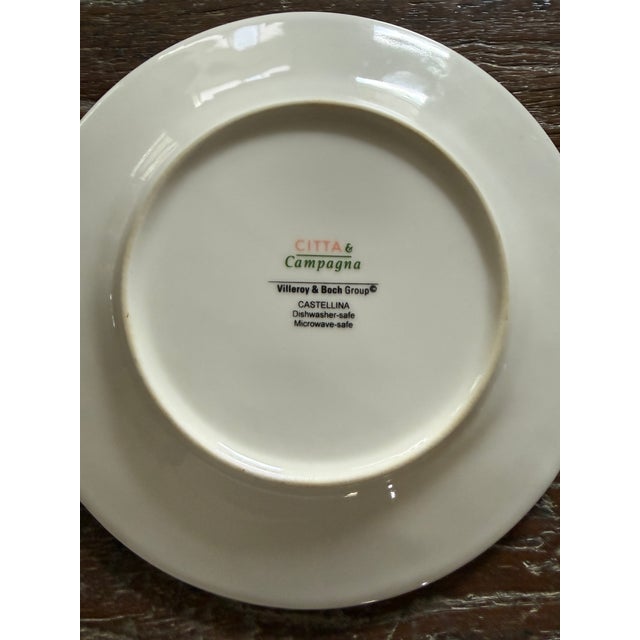 Cream 1990s Villeroy Boch Castellina 8.25 Inch Plates Citta Campagna Floral Fruit Dinnerware - Set of 6 For Sale - Image 8 of 9