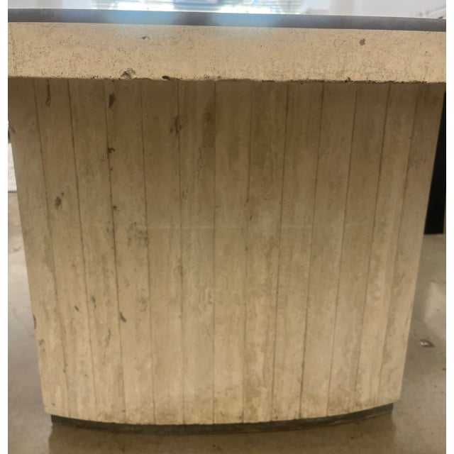 1980s Travertine Rectangular Pedestal Dining Table For Sale In Los Angeles - Image 6 of 9