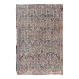 Vintage Turkish Kilim Rug With Geometric Design in Warm Earthy Tones 6'8 X 10'4