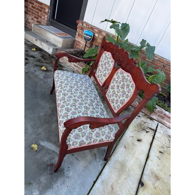 Late 19th Century Victorian Bench Antique Settee For Sale - Image 5 of 8