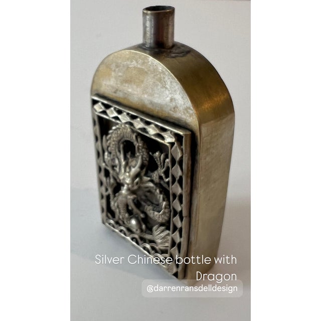 Patinated Silver Chinese Repousse Dragon Perfume Bottle For Sale In Los Angeles - Image 6 of 8