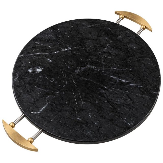 Round Tray in Black Marquina Marble and Brass by La Galleria, 1990s For Sale - Image 9 of 9