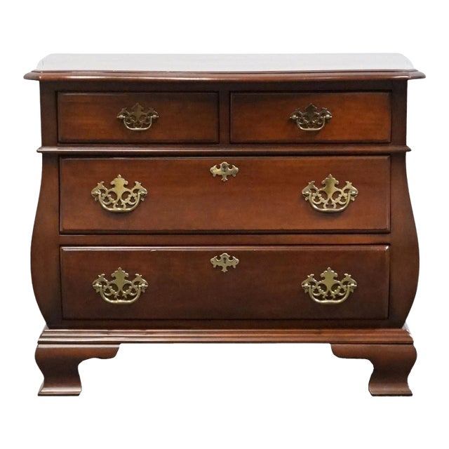 Superior Furniture Co. Solid Cherry Traditional Style 30" Bombe Chest Nightstand For Sale