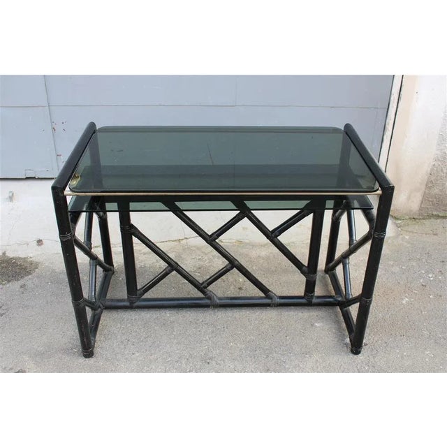 Small Desk in Black Bamboo, 1970s For Sale - Image 4 of 10