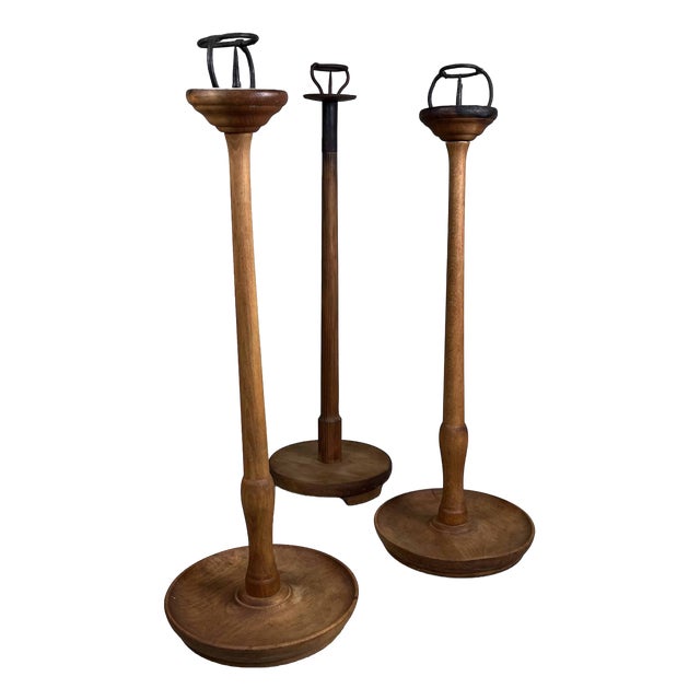 Taishō Japanese Shokudai Temple Candlesticks, 1920, Set of 3 For Sale