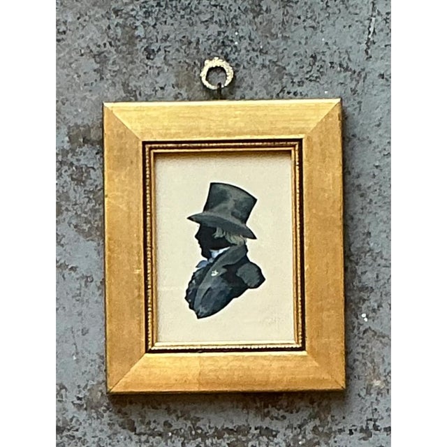 Early 20th Century Vintage Silhouette Portrait in Gilt Frame For Sale - Image 5 of 12
