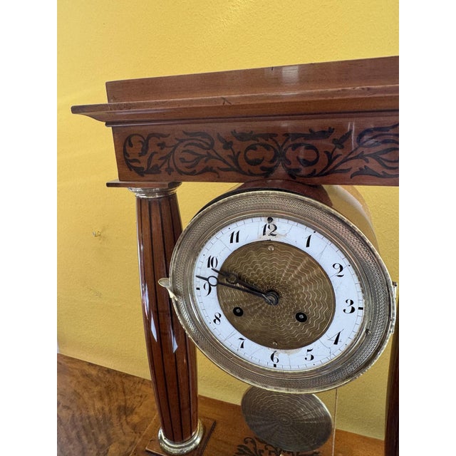 Brown Biedermeier Portico Chest of Drawers Clock For Sale - Image 8 of 11