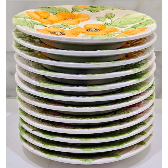 1988 Shafford Fleurs Du Jour Embossed Floral Dessert Plates — Set of 12 For Sale - Image 11 of 12