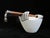Emilia Castillo "Plata Pura" sterling silver overlay ceramic fish bowl complete with a built in chopstick holder and wood...