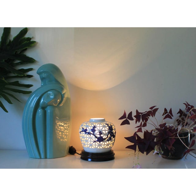 Japanese Blanc De Chine Pierced Porcelain Lamp For Sale - Image 3 of 8