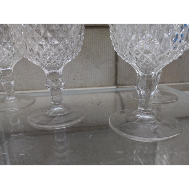Glass 1860s Eapg Boston & Sandwich Diamond Point / Sawtooth Goblets- Set of 4 For Sale - Image 7 of 12