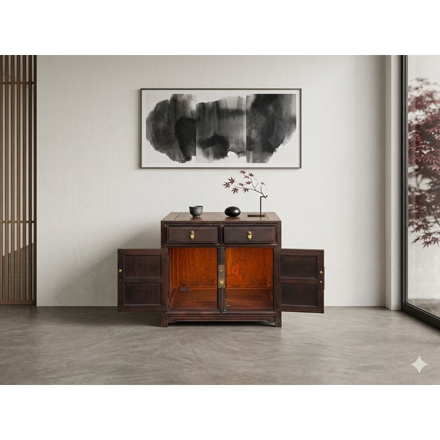 Vintage Brown Wood Patina Deep Wide Side End Table Nightstand Cabinet For Sale - Image 10 of 10