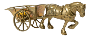 Bronze Horse-Drawn Carriage Sculpture with Movable Wagon, 1890s