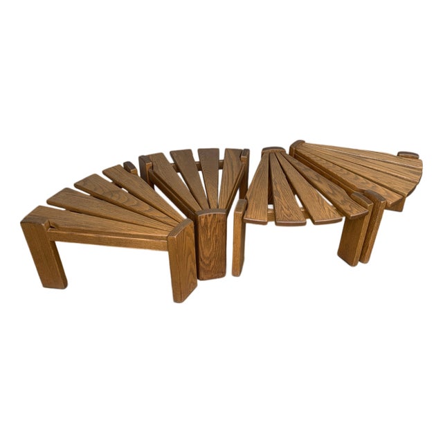 Vintage Brutalist Oak Side Tables by Radboud Dittmann for Dittmann & Co., Netherlands, 1970s, Set of 4 For Sale