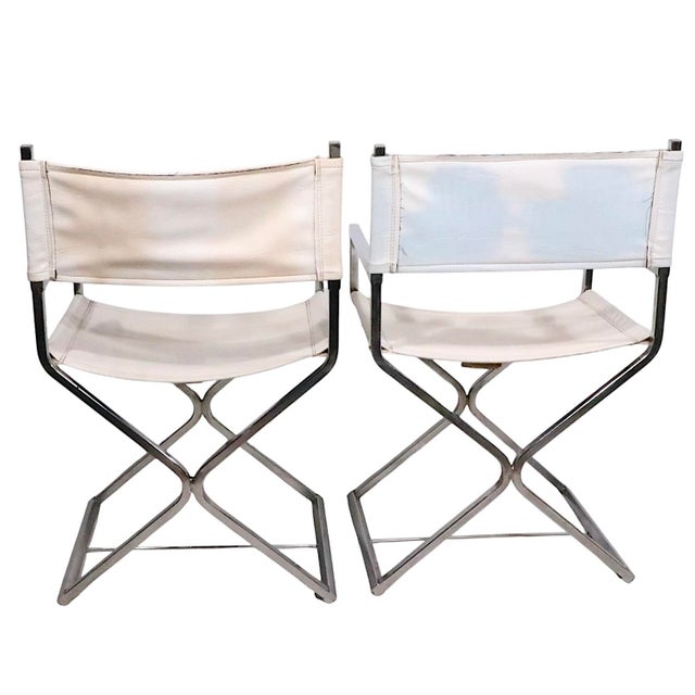 Pair of chrome and vinyl directors chairs, designed by Robert Kjer Jakobsen for the Virtue Brothers of Los Angeles...