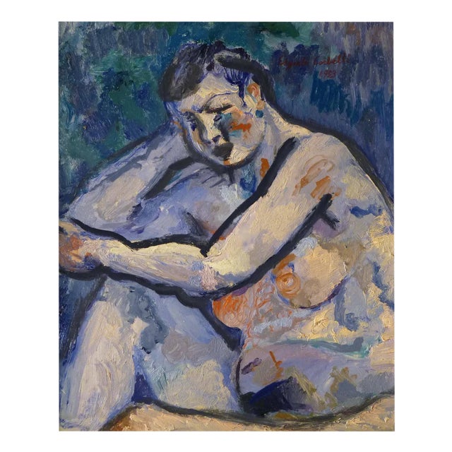Edgardo Corbelli, Blue Nude, 1953, Oil For Sale