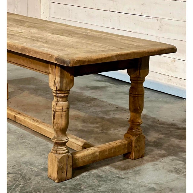 Bleached Oak Farmhouse Dining Table, 1925 For Sale - Image 4 of 18