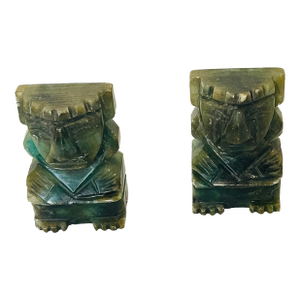 Antique Pair of Aztech Jade Bookends