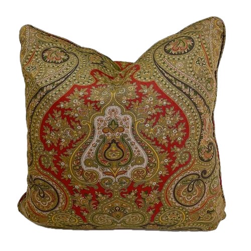 Indian Pair Antique Challis Paisley Pillows For Sale - Image 3 of 4