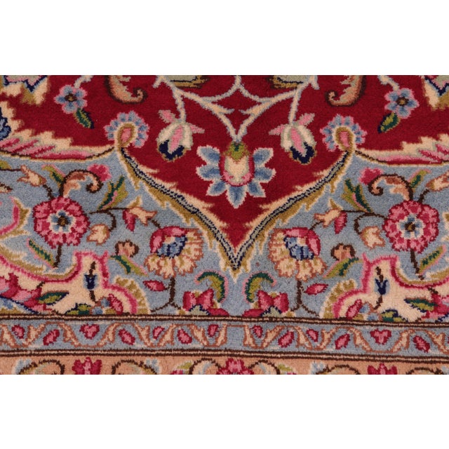 1960s Hand-Knotted Wool Area Rug - Vibrant Red, Blue, and Ivory Medallion For Sale - Image 4 of 8